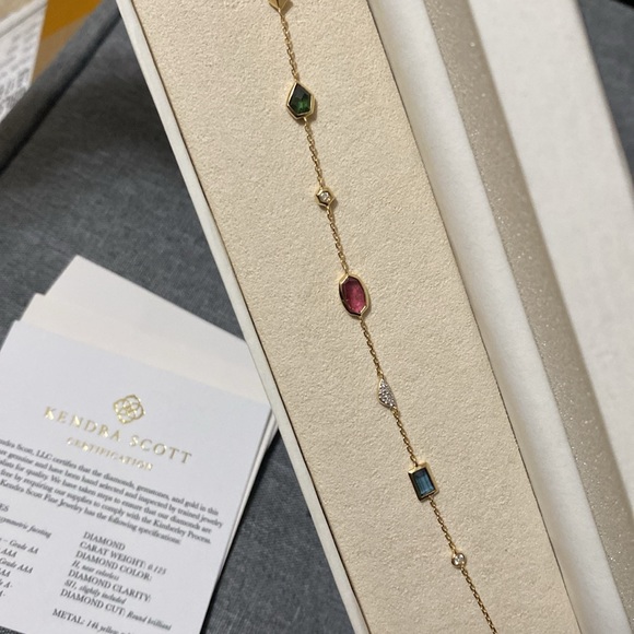 Kendra Scott Alina Choker Necklace in Multi Gemstone Mix and 14k YG - Picture 4 of 6